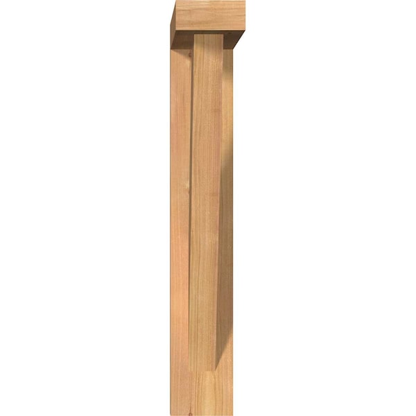 Traditional Block Smooth Bracket W/ Offset Brace, Western Red Cedar, 3 1/2W X 14D X 22H